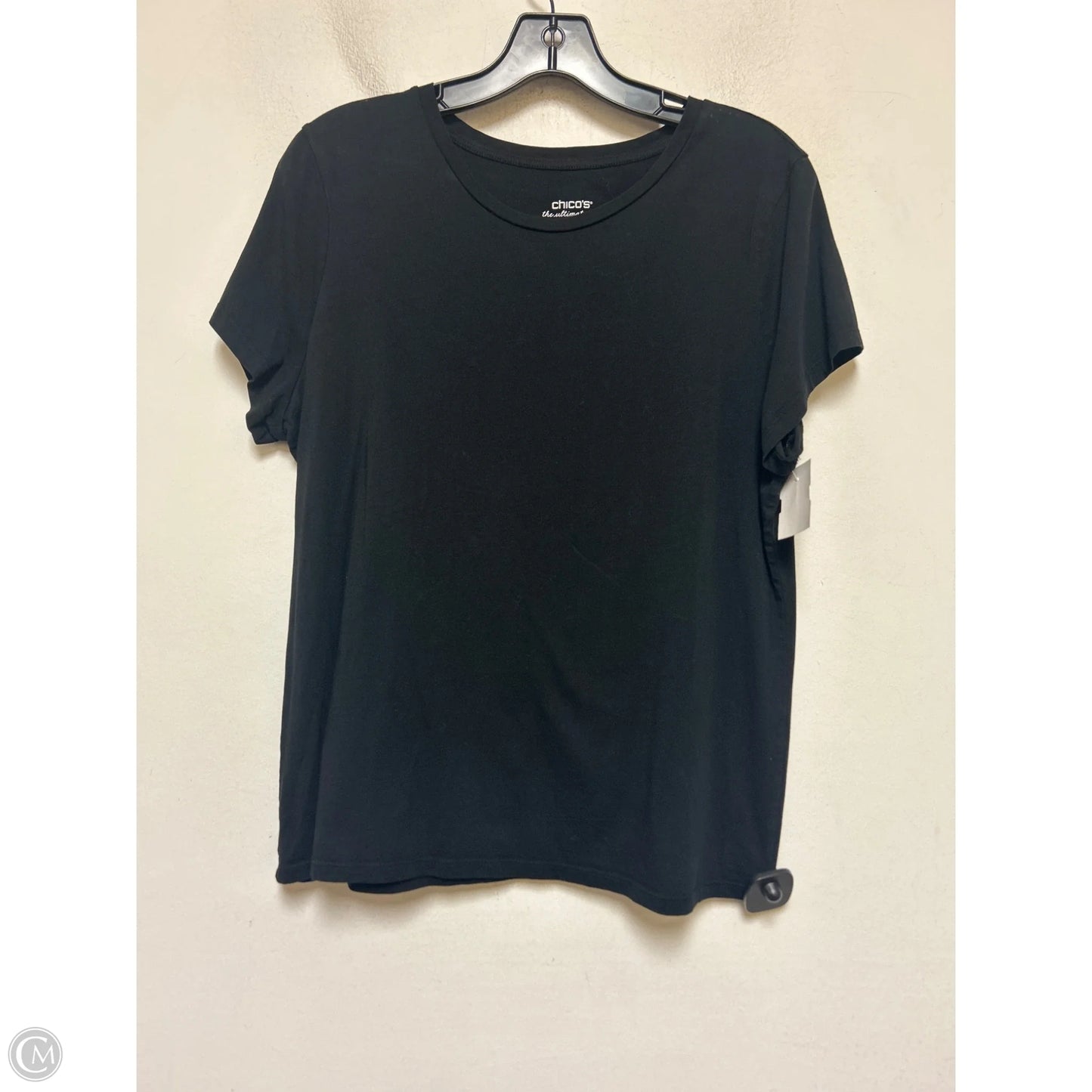 Top Short Sleeve Basic By Chicos In Black, Size: L