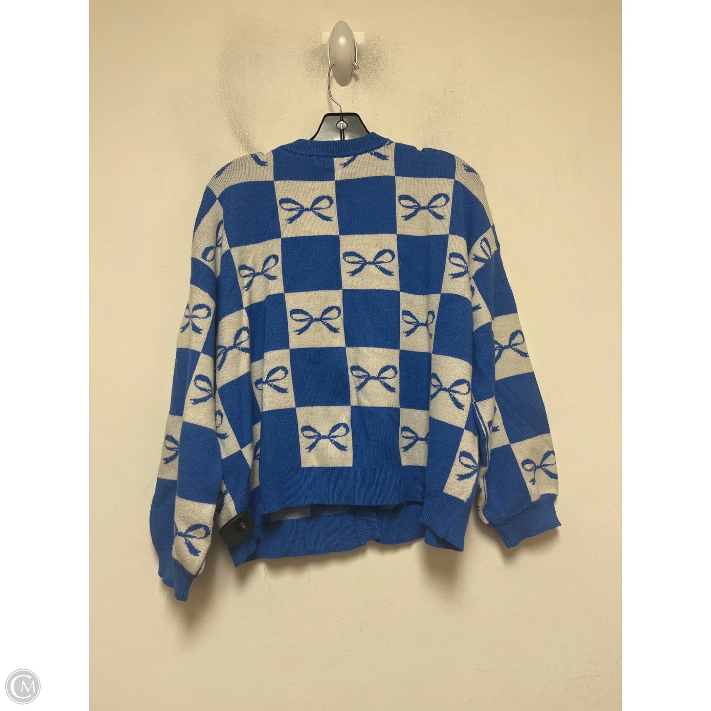 Cardigan By Clothes Mentor In Blue & White, Size: S