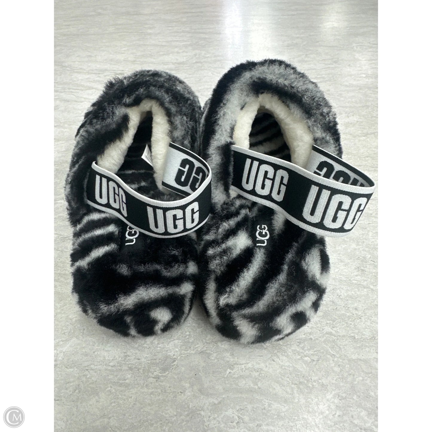 Slippers Designer By Ugg In Black & White, Size: 8