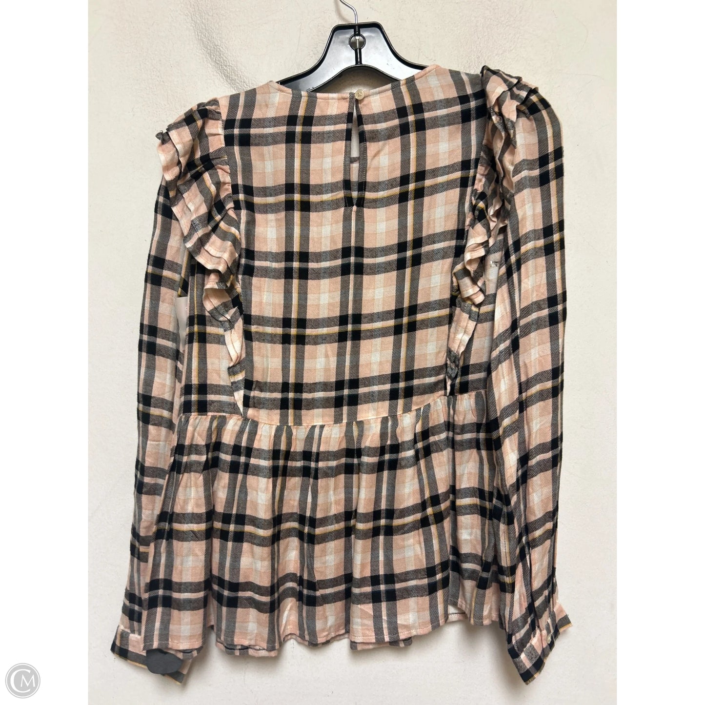 Top Long Sleeve By Loft In Plaid Pattern, Size: Xs