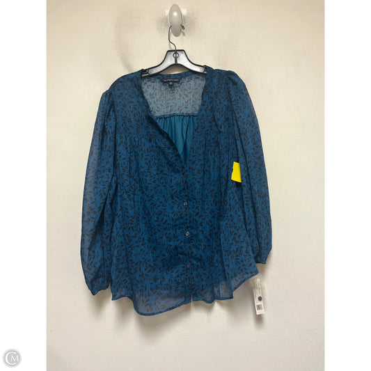 Top Long Sleeve By Zac And Rachel In Black & Blue, Size: 2x