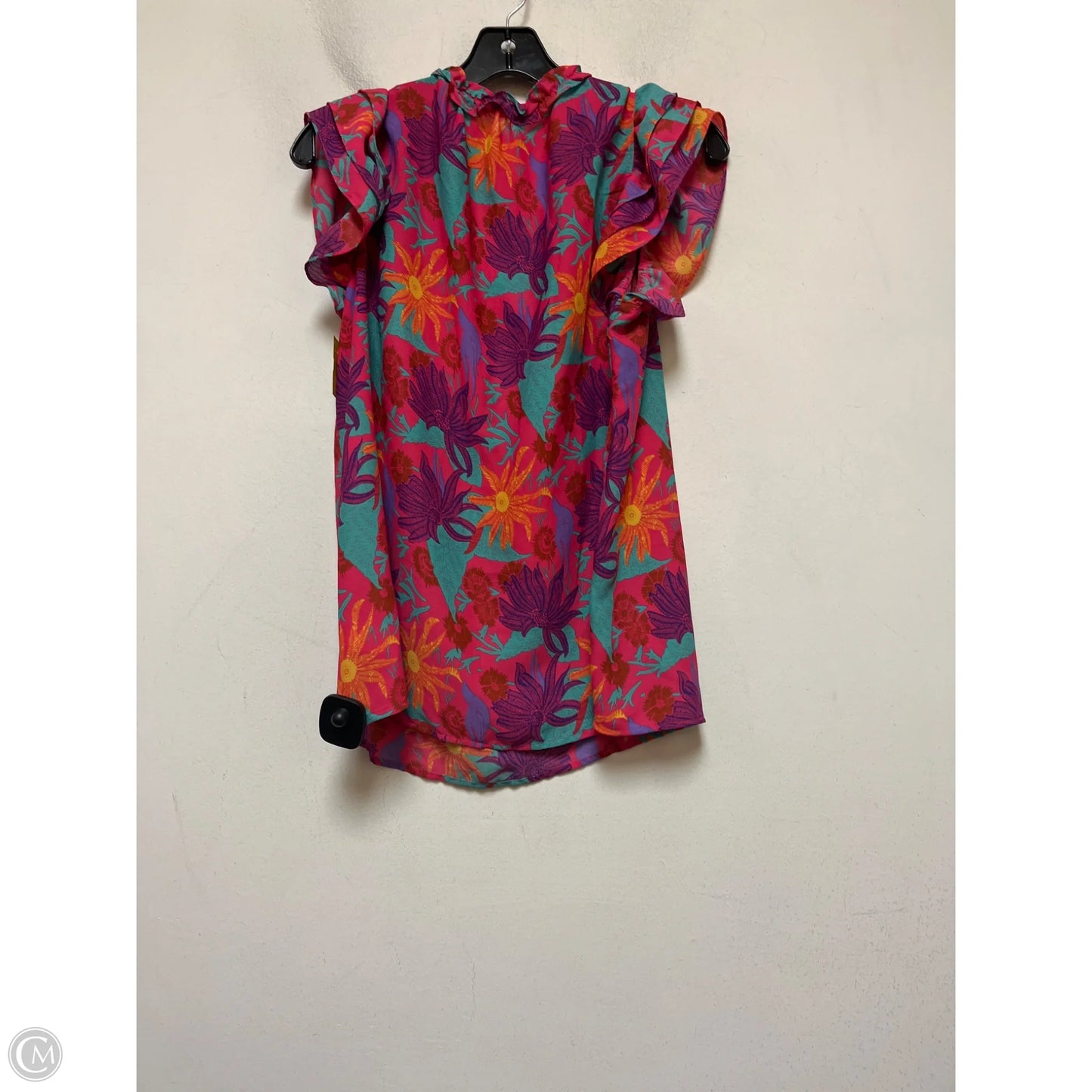 Top Short Sleeve By Pleione In Tropical Print, Size: M