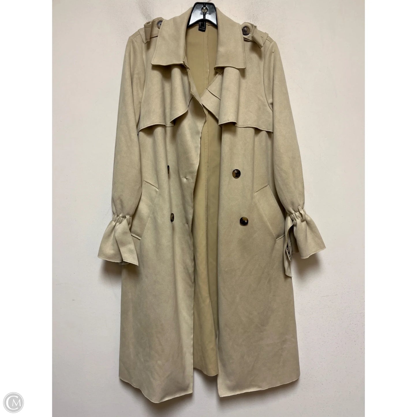Coat Trench Coat By Forever 21 In Cream, Size: S