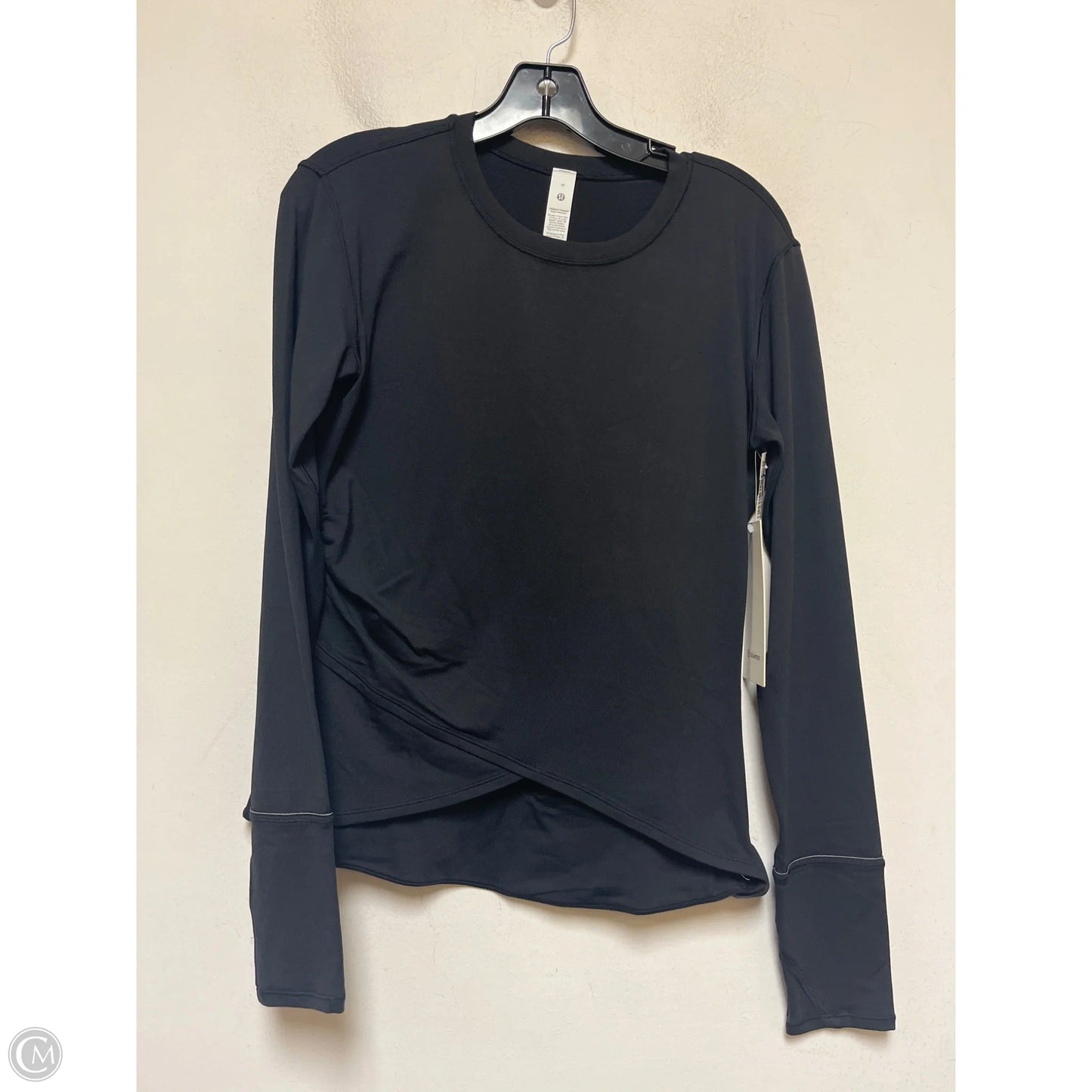 Athletic Top Long Sleeve Crewneck By Lululemon In Black, Size: M