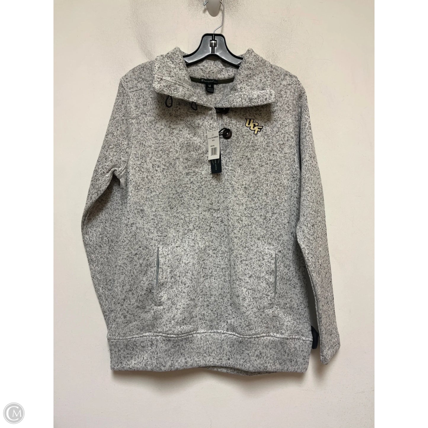 Sweatshirt Collar By Champion In Grey, Size: M