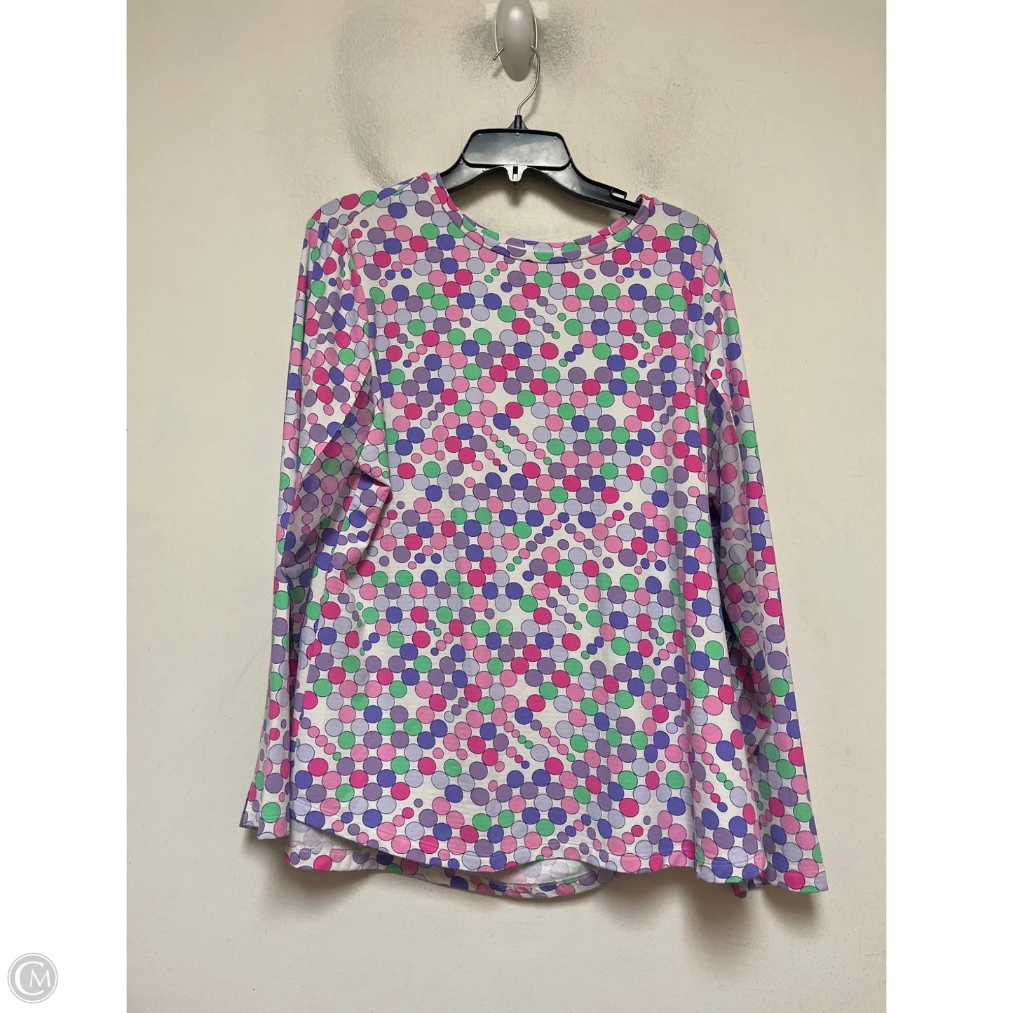Athletic Top Long Sleeve Crewneck By Ibkul In Polkadot Pattern, Size: Xxl