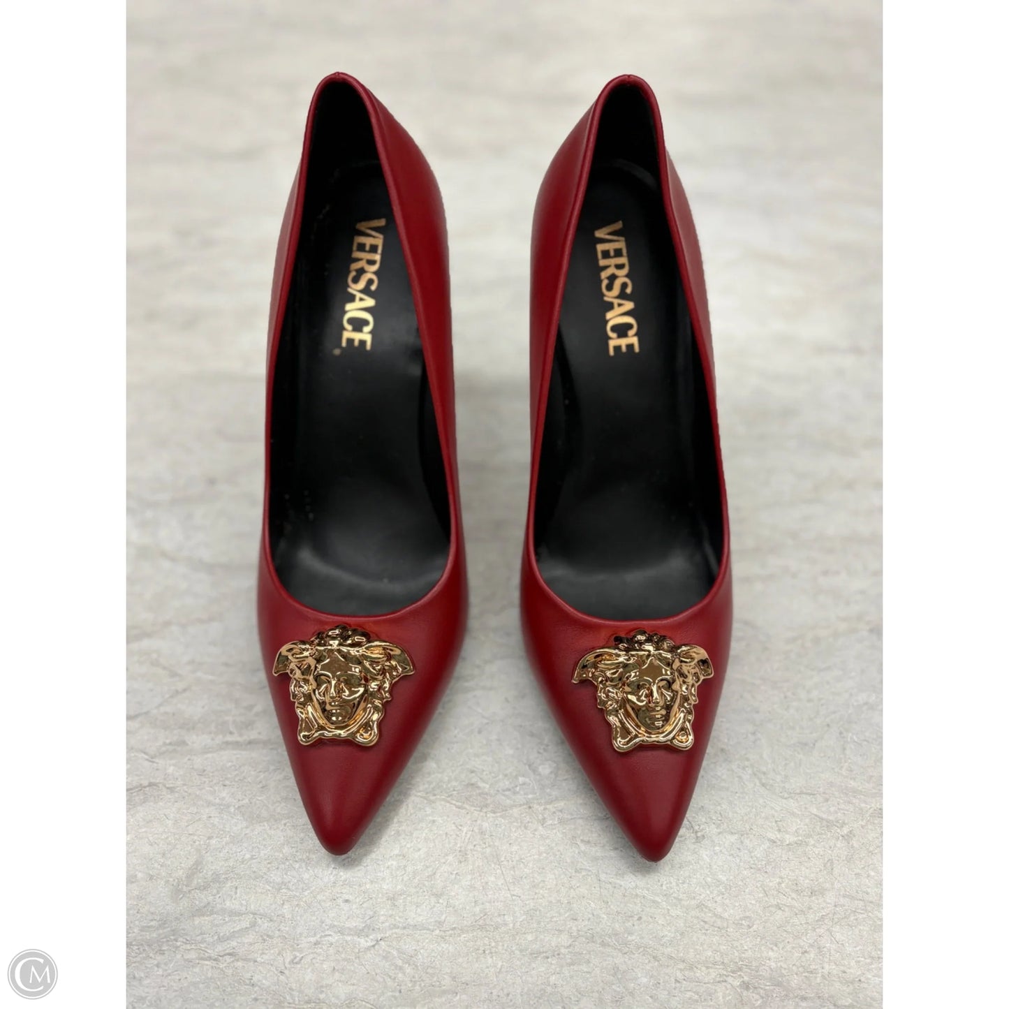 Shoes Luxury Designer By Versace In Red, Size: 8.5
