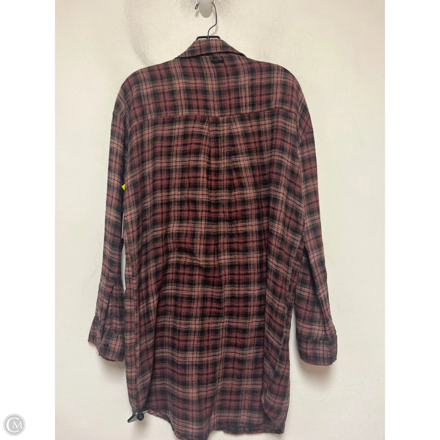 Top Long Sleeve By Billabong In Plaid Pattern, Size: L