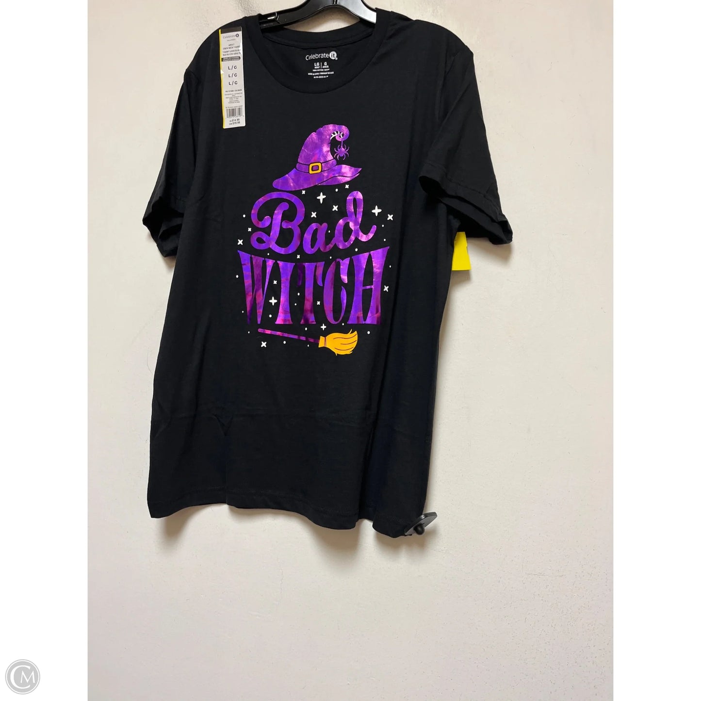 Top Short Sleeve Basic By Clothes Mentor In Black & Purple, Size: L