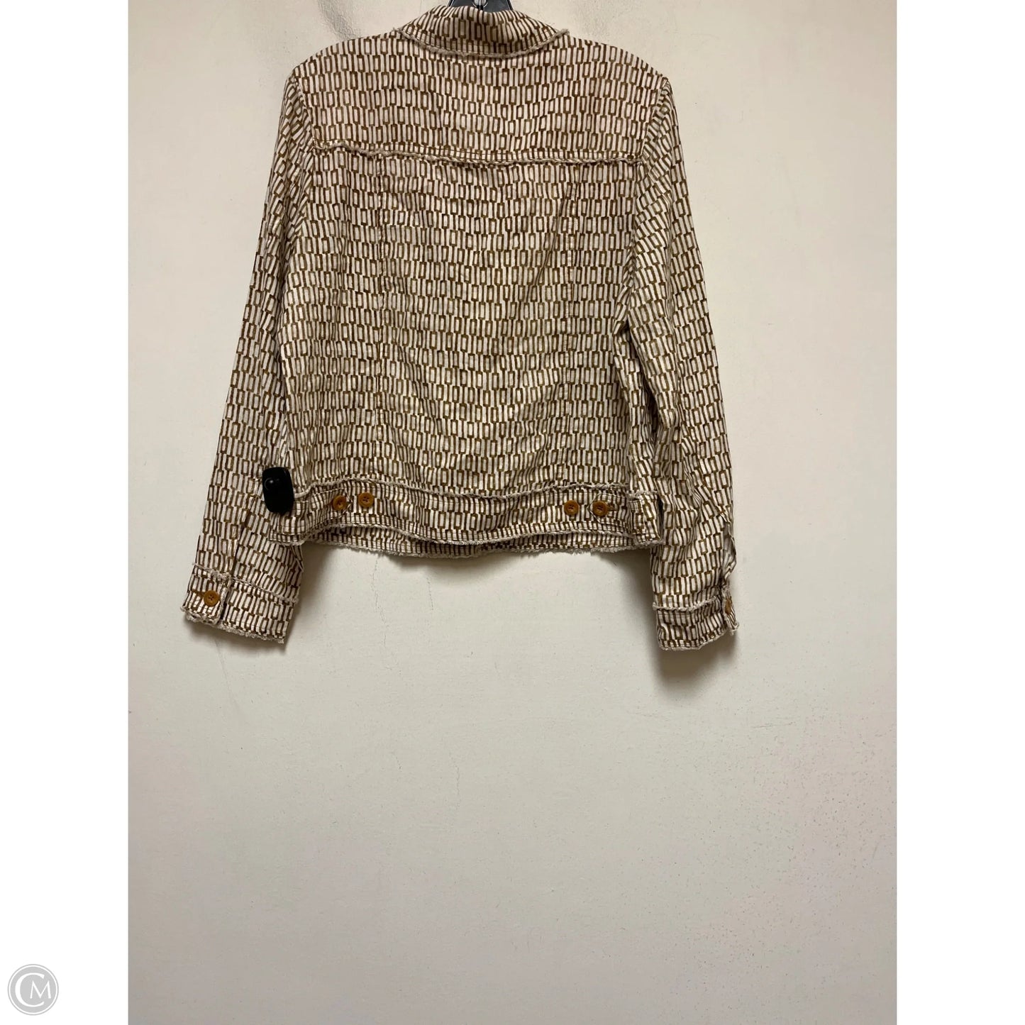 Jacket Shirt By Tommy Bahama In Tan & White, Size: L