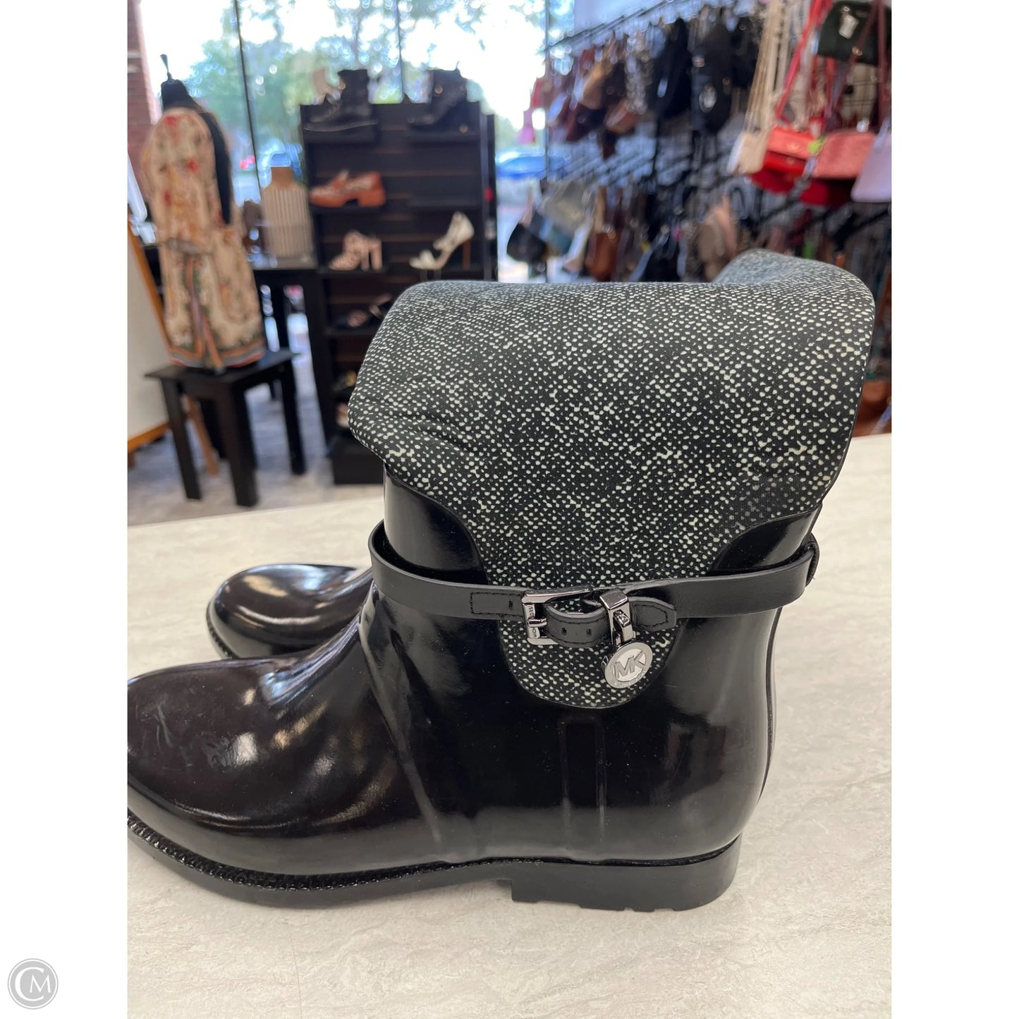 Boots Rain By Michael By Michael Kors In Black & Grey, Size: 10