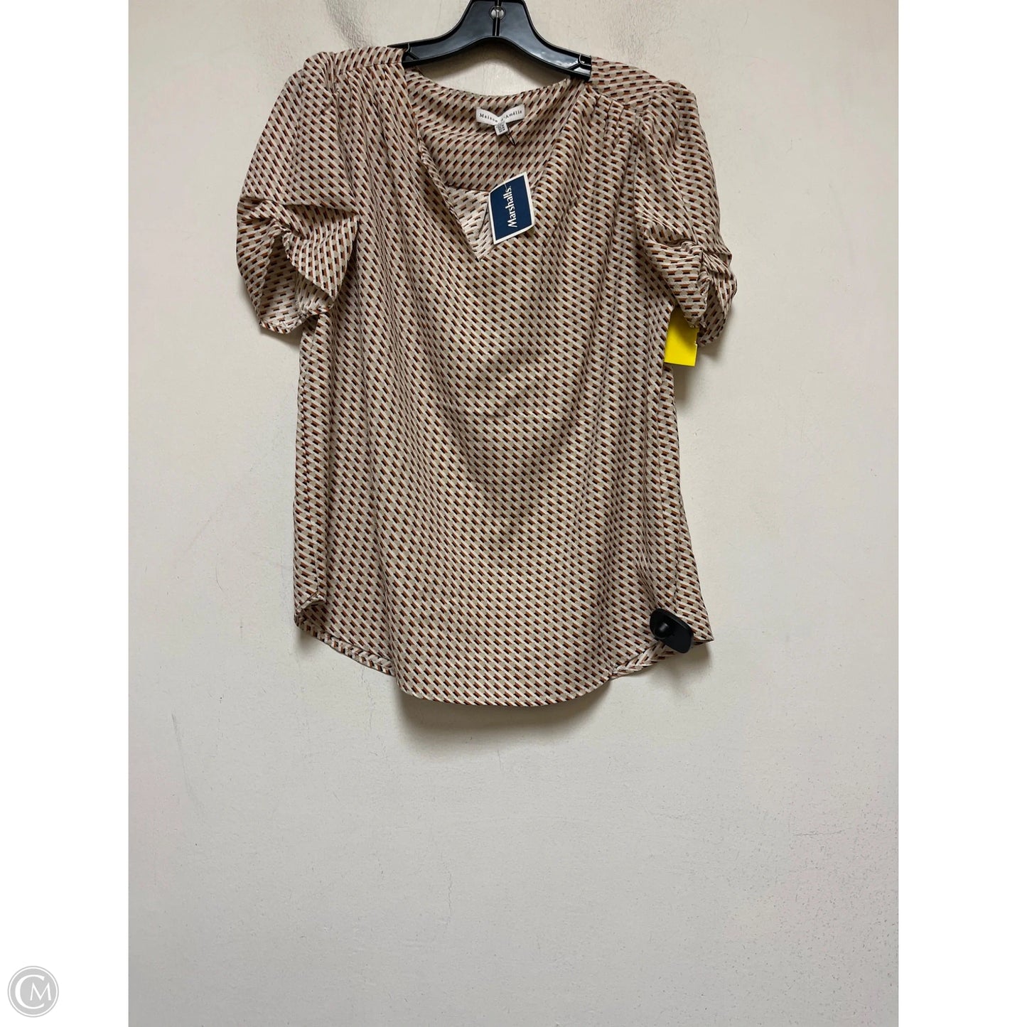 Top Short Sleeve By Maison Damelie In Orange & Tan, Size: M