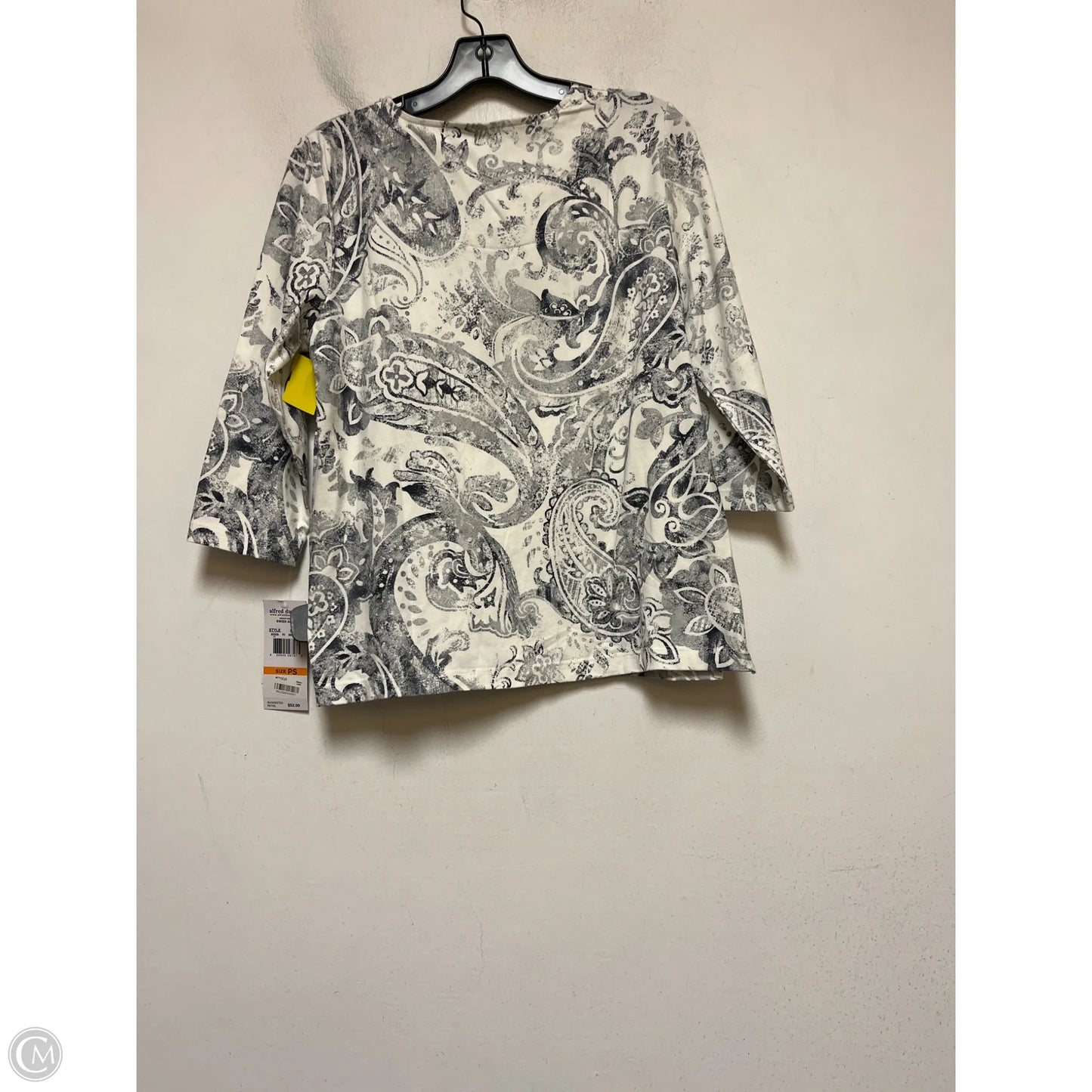 Top Long Sleeve By Alfred Dunner In Grey & White, Size: Sp