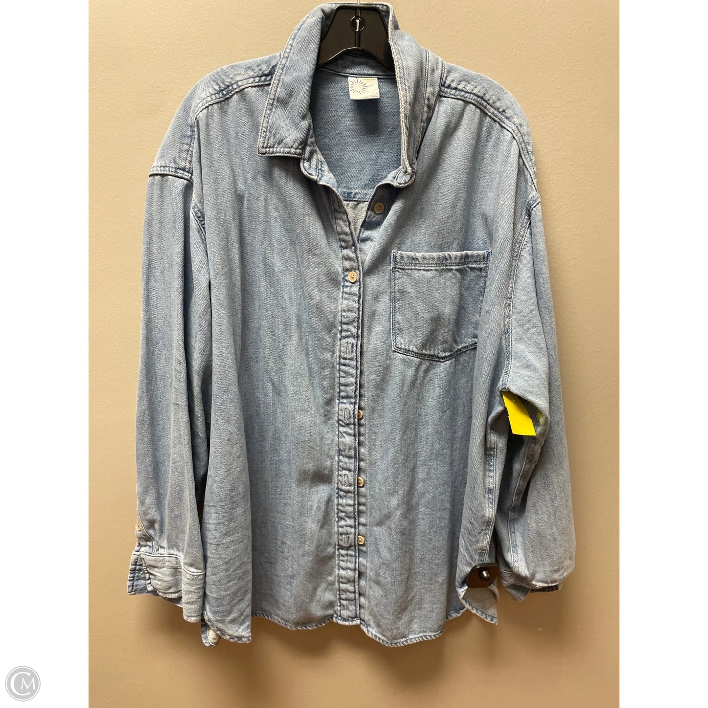 Top Long Sleeve By Aerie In Blue Denim, Size: L