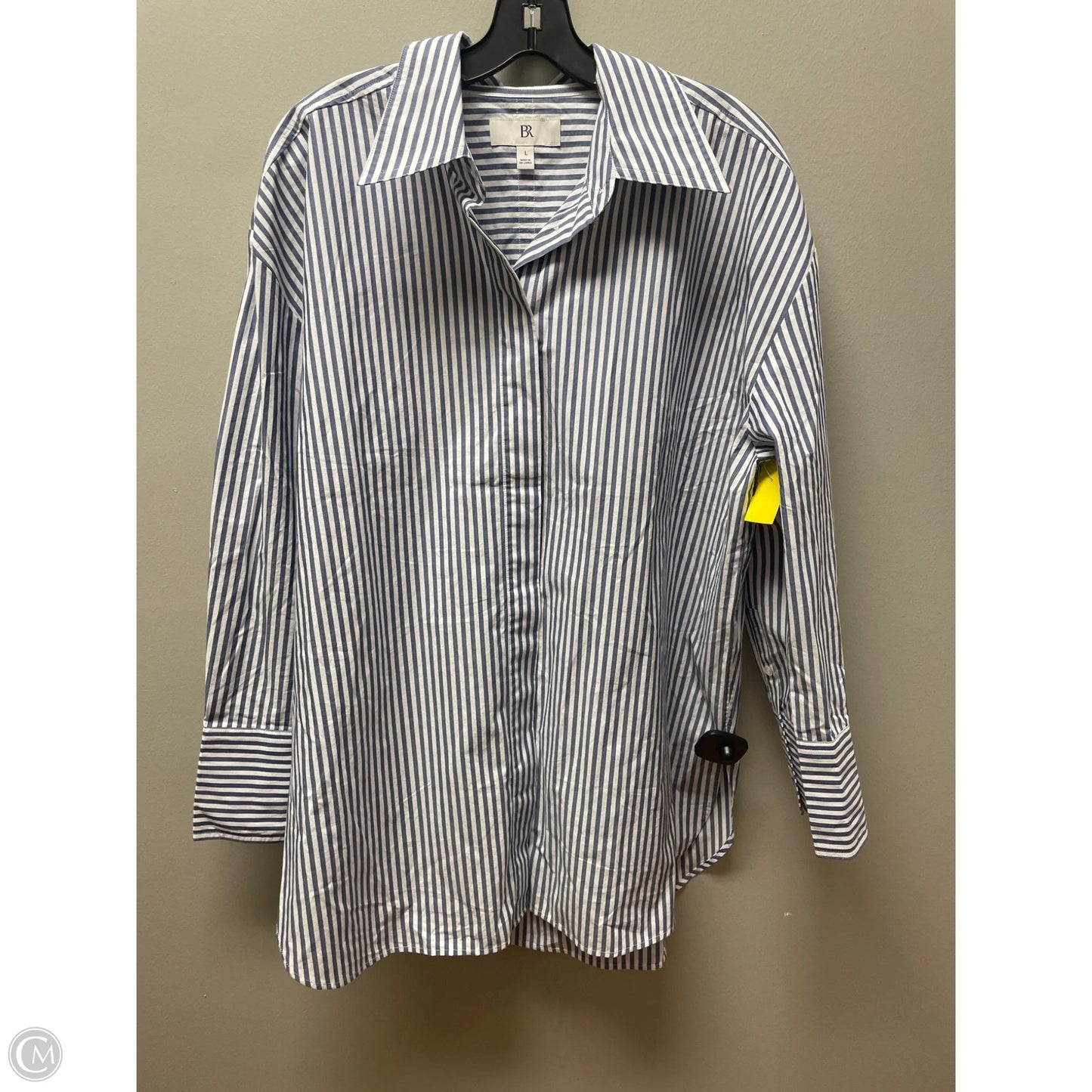 Top Long Sleeve By Banana Republic In Striped Pattern, Size: L