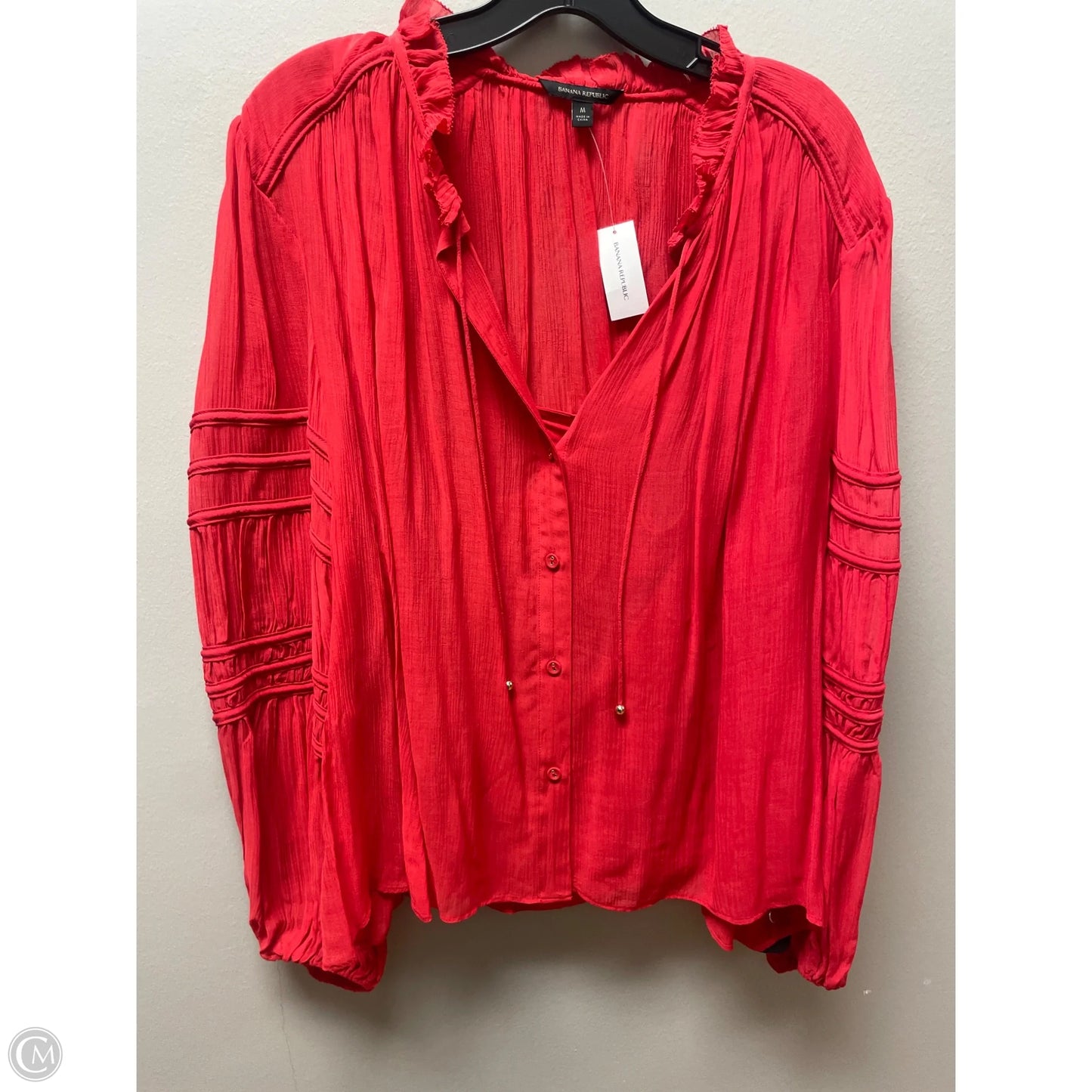 Top Long Sleeve By Banana Republic In Red, Size: M