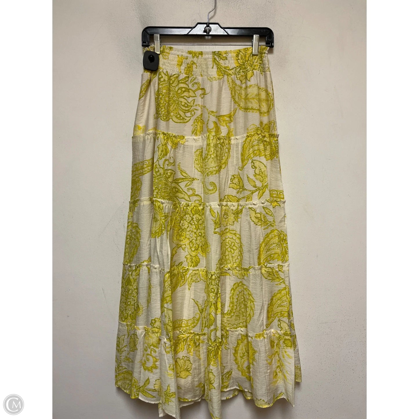 Skirt Midi By Vince Camuto In Green & Yellow, Size: 4
