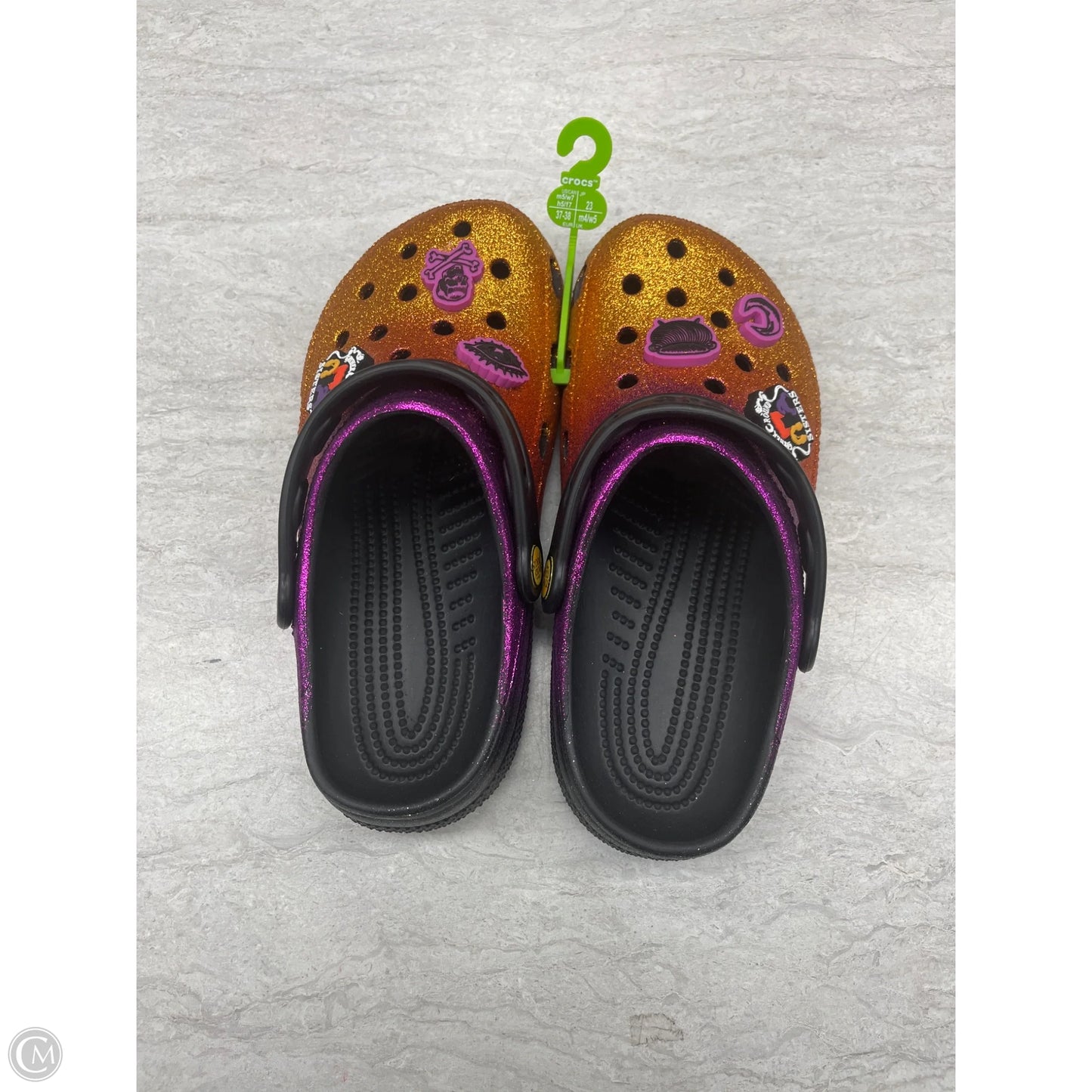 Shoes Flats By Crocs In Orange & Purple, Size: 7