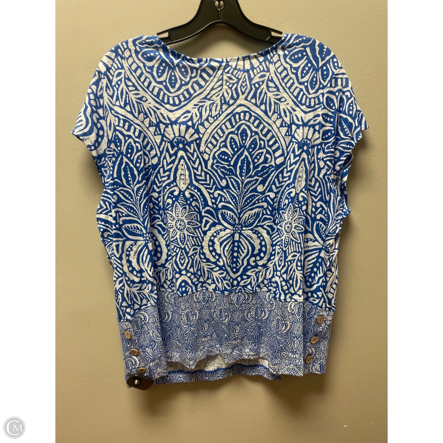 Top Short Sleeve By Rachel Zoe In Blue & White, Size: Xl