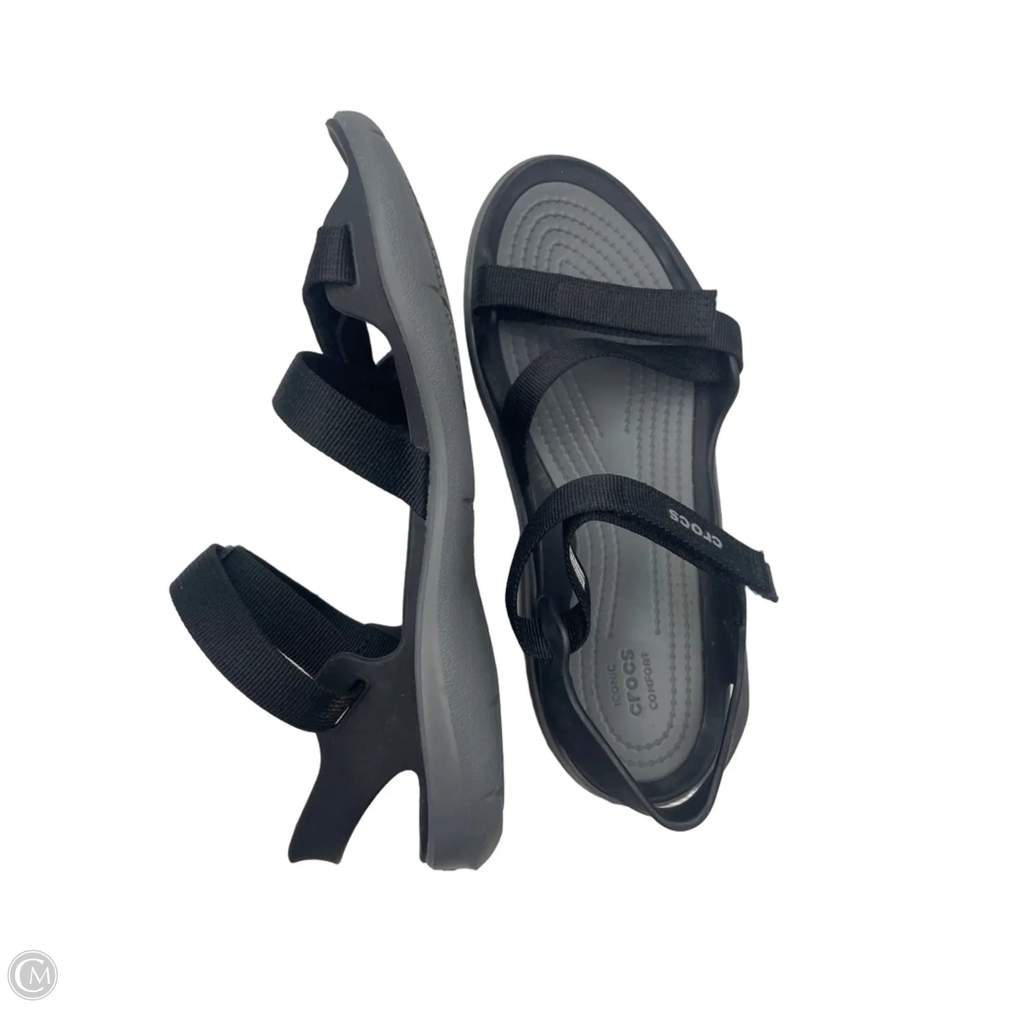 Sandals Flats By Crocs In Black, Size: 7