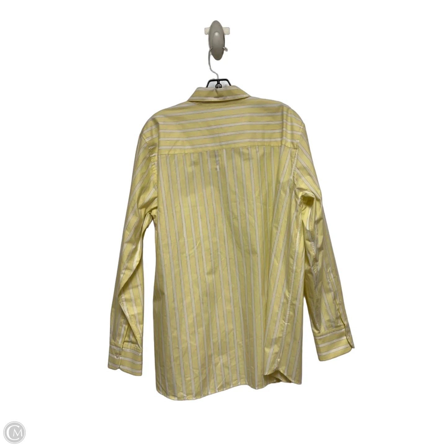 Top Long Sleeve By Zara In White & Yellow, Size: L