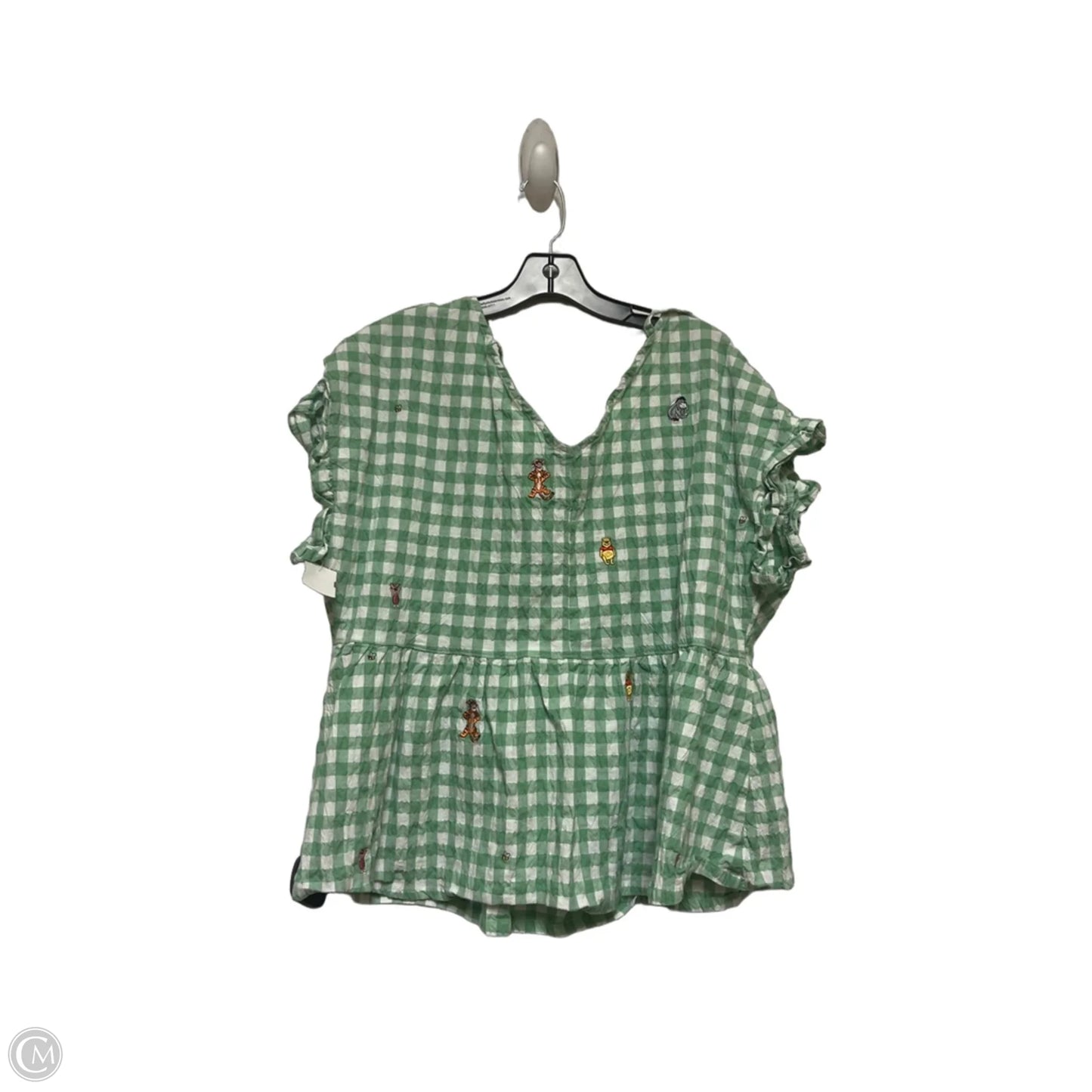 Top Short Sleeve By Disney Store In Green & White, Size: 1x