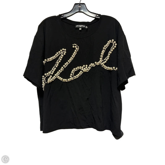 Top Short Sleeve Designer By Karl Lagerfeld In Black, Size: Xl