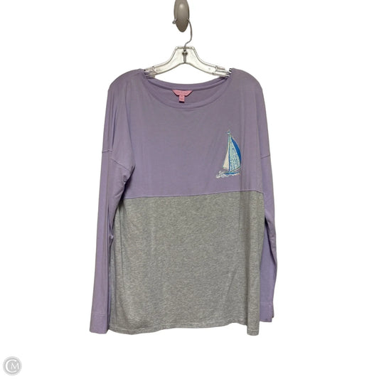 Top Long Sleeve Designer By Lilly Pulitzer In Grey & Purple, Size: M