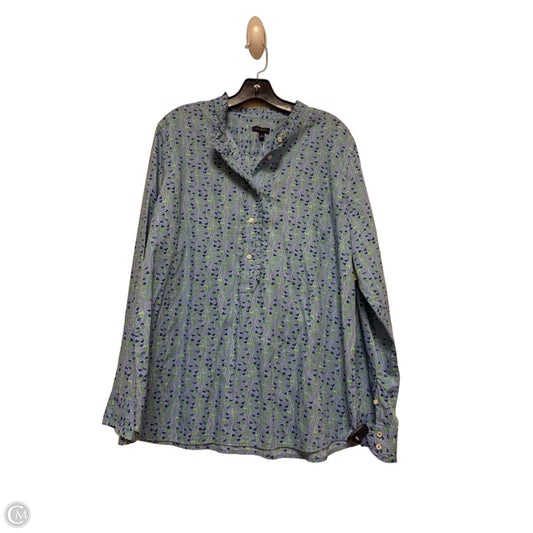 Top Long Sleeve By Talbots In Blue & Green, Size: Xl