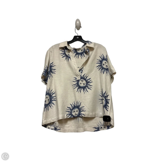 Top Short Sleeve By Jane And Delancey In Blue & Cream, Size: L