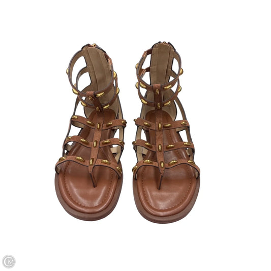 Sandals Designer By Michael Kors In Brown & Gold, Size: 9
