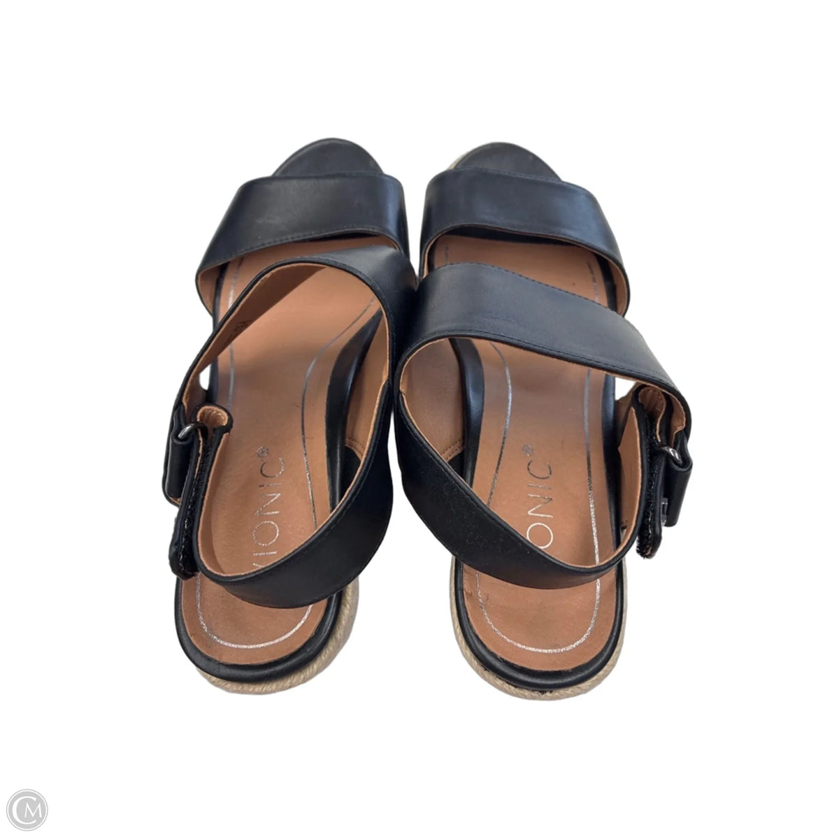 Sandals Heels Wedge By Vionic In Black & Brown, Size: 7
