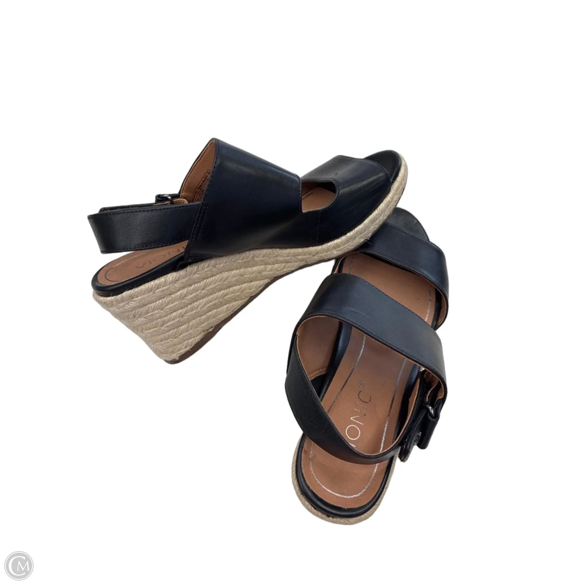 Sandals Heels Wedge By Vionic In Black & Brown, Size: 7