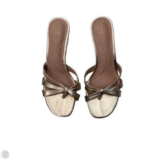 Shoes Heels Kitten By Time And Tru In Gold, Size: 7