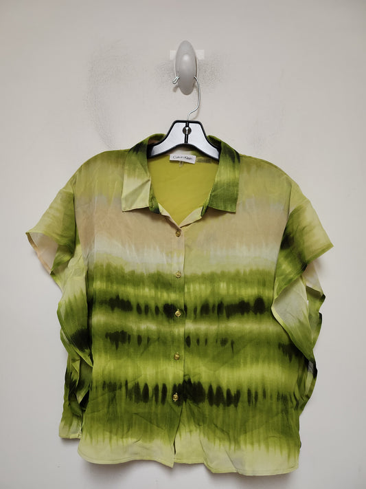 Top Short Sleeve By Calvin Klein In Green, Size: M