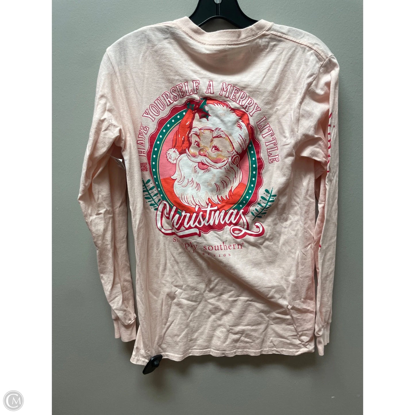 Top Long Sleeve By Simply Southern In Peach, Size: S