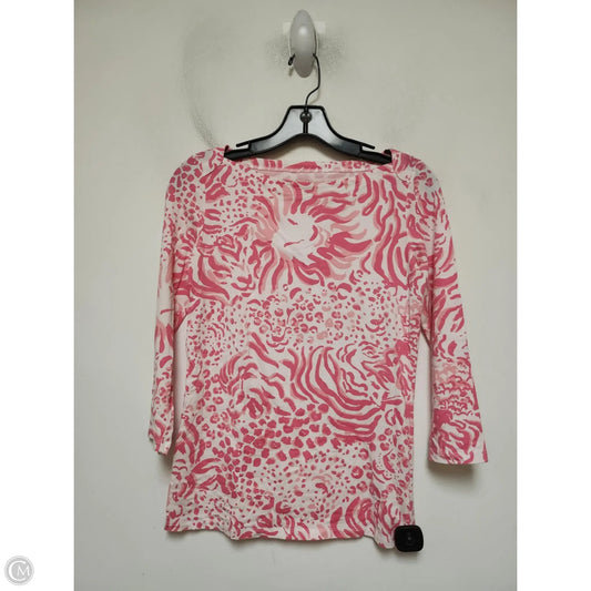 Top Long Sleeve Designer By Lilly Pulitzer In Pink & White, Size: Xs