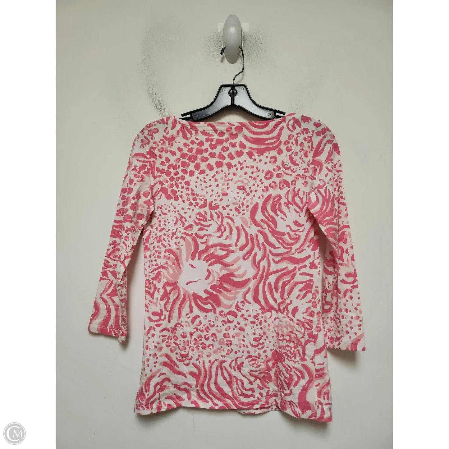 Top Long Sleeve Designer By Lilly Pulitzer In Pink & White, Size: Xs
