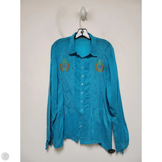 Top Long Sleeve By Johnny Was In Teal, Size: Xl
