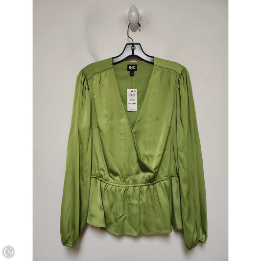 Top Long Sleeve By Inc In Green, Size: L