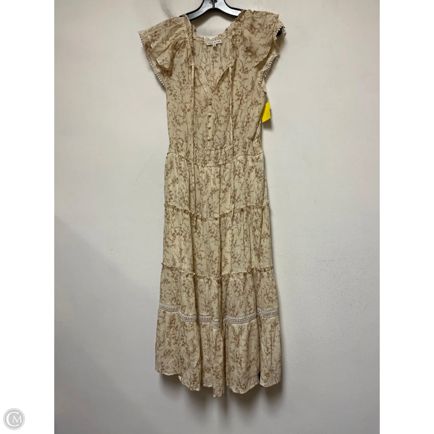 Dress Casual Maxi By Moon River In Cream & Tan, Size: L