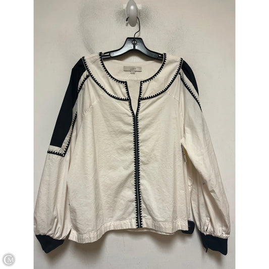 Top Long Sleeve By Loft In Black & Cream, Size: L