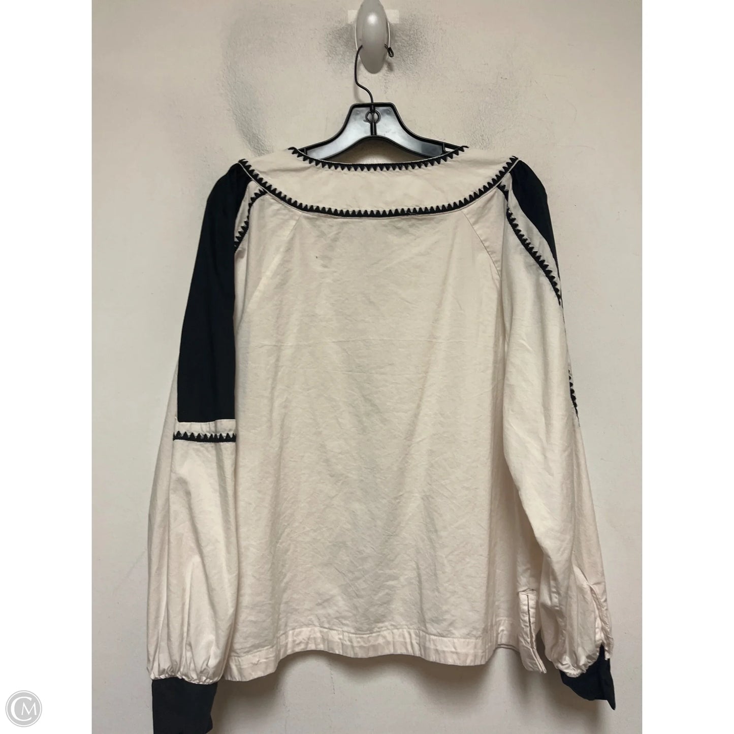 Top Long Sleeve By Loft In Black & Cream, Size: L