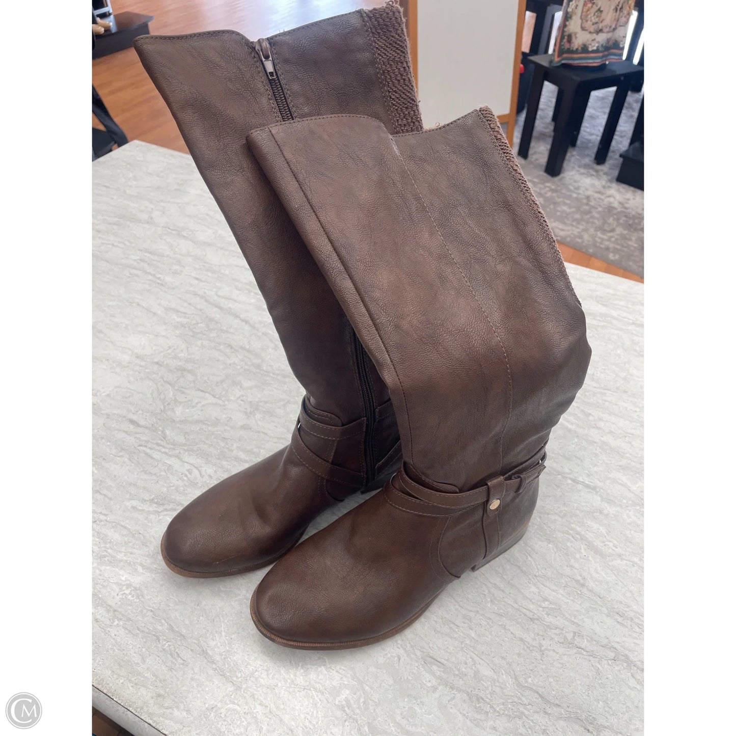 Boots Mid-calf Flats By Life Stride In Brown, Size: 9