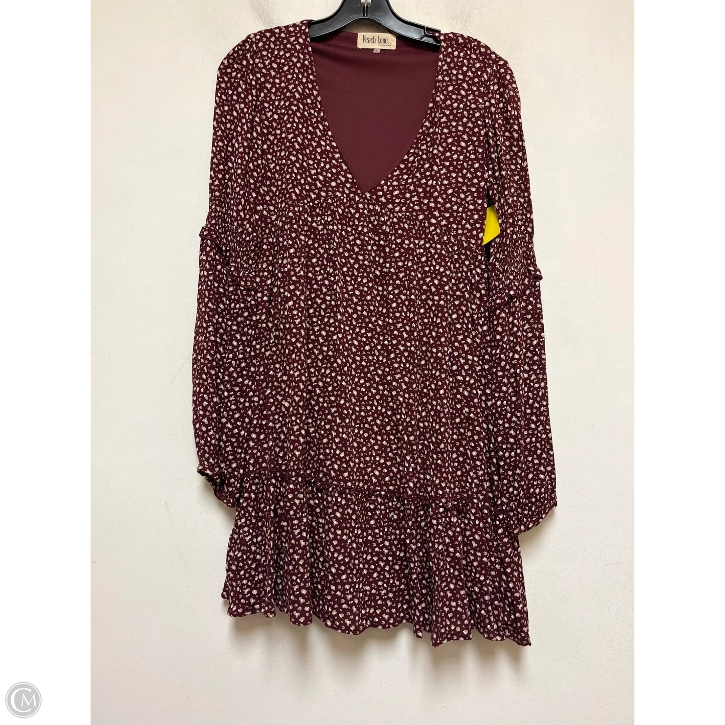 Dress Casual Short By Peach Love Cream California In Maroon, Size: S