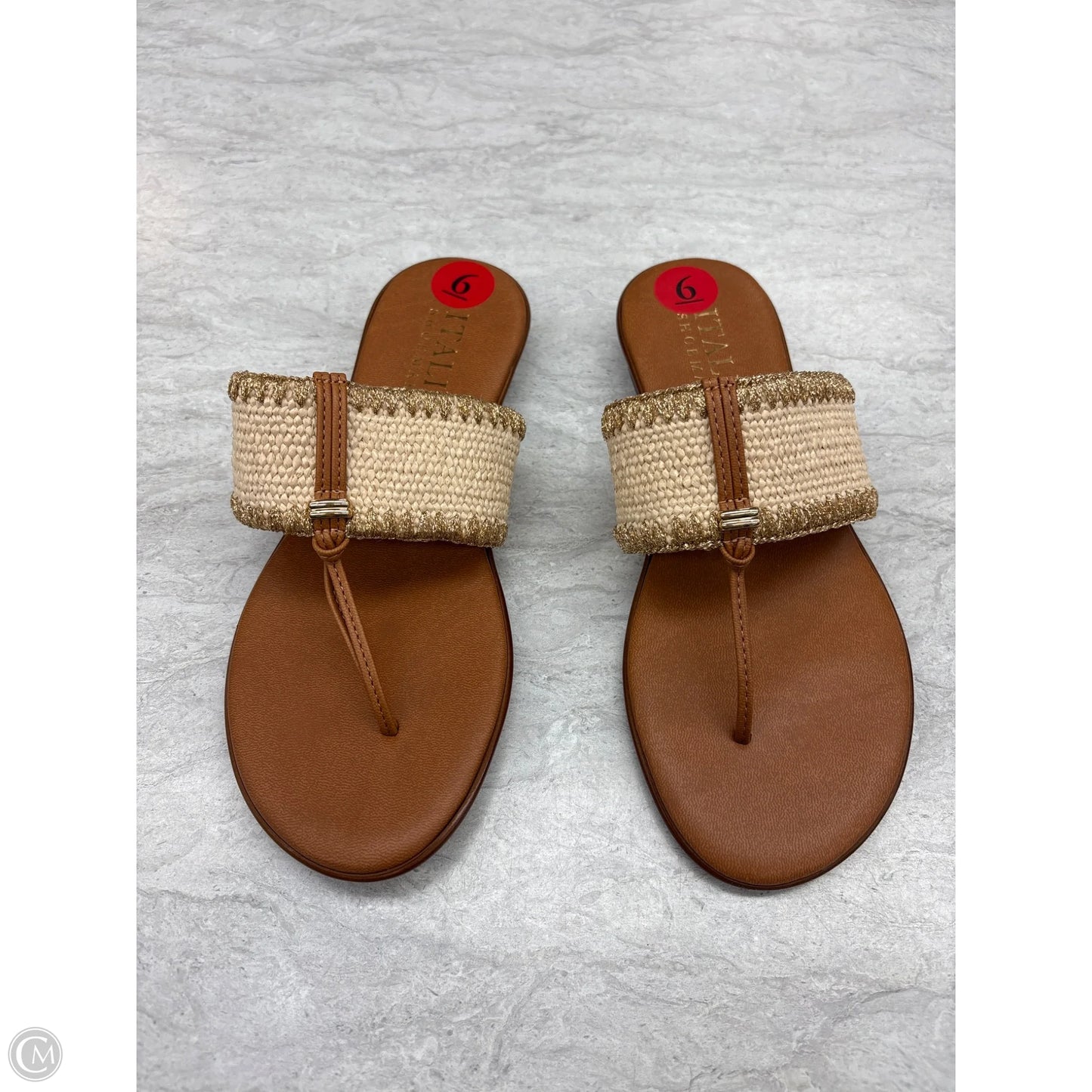 Sandals Flats By Italian Shoemakers In Tan & Yellow, Size: 6