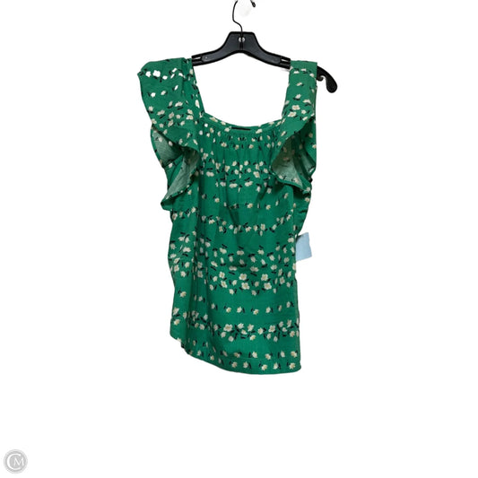 Top Sleeveless By Ann Taylor In Green & White, Size: M
