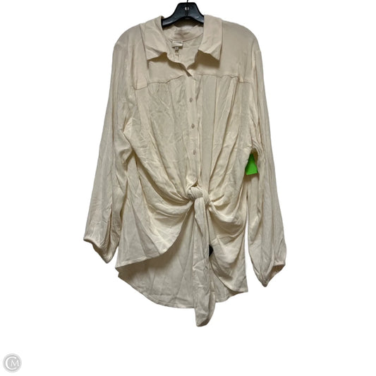 Top Long Sleeve By Pleione In Cream, Size: Xl