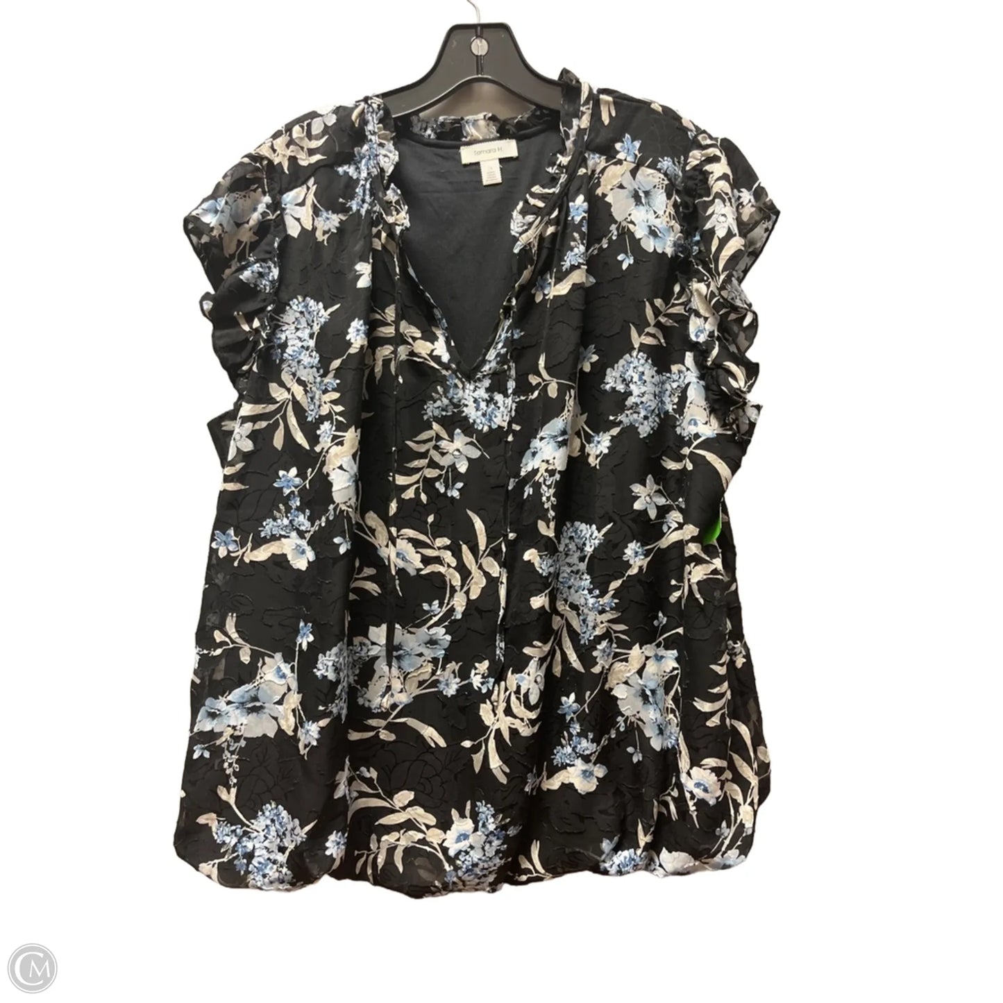 Top Sleeveless By Tamara H In Black & Blue, Size: Xl