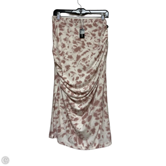 Skirt Midi By Express In Cream & Pink, Size: 8